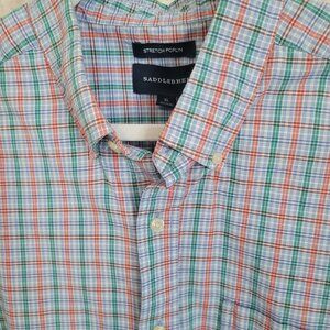 Green Blue Plaid Short Sleeve Mens Button Shirt Saddlebred  Size XL